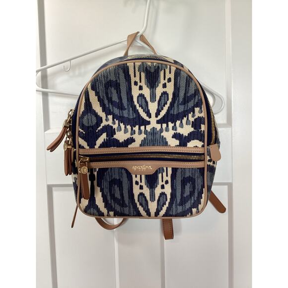 Spartina 449 Chloe Backpack Daufuskie Island‎ Natural Linen Leather Bag Blue main image 10